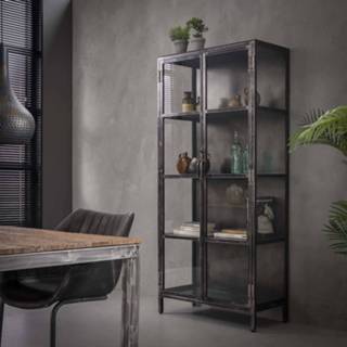 👉 Vitrinekast Gun Metal Industriële 'Rift Metal' 90 x 190cm 8713244058639