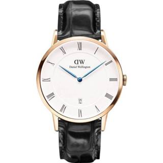 👉 Horloge edelstaal quartz rond eraal zilverkleurig vrouwen polshorloge active romeins gespsluiting wit goud-zilverkleurig zwart Daniel Wellington Dapper Reading rosé-black 40 mm DW00100107 7350068244032