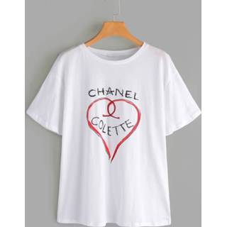 👉 Shirt wit cotton vrouwen Plus Size White Letter Printed T-Shirt