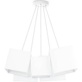 👉 Hanglamp wit textiel metaal modern binnen plafond HOME SWEET blocks Ø 75 cm 8718808101752