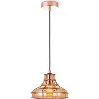 👉 Hanglamp textiel glas vintage binnen plafond amber koper HOME SWEET meo C Ø 22,5 cm 8718808125772