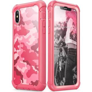 👉 Screenprotector roze Camouflage active IPhone X hoes bescherming met ingebouwde 752454323791