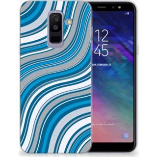 👉 Blauw Samsung Galaxy A6 Plus (2018) TPU Hoesje Design Waves Blue 8718894000977