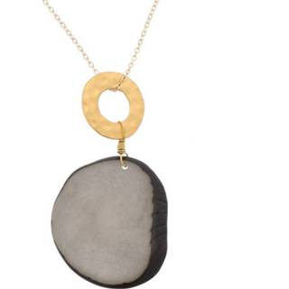 👉 Hanger goudkleurige grijs active Celeste ketting met van tagua en een ring - 8719743363878