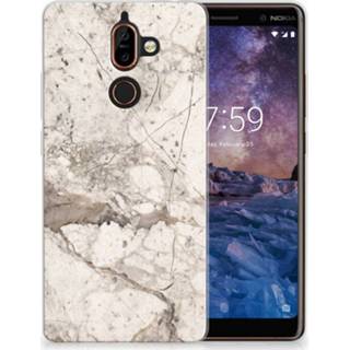 👉 Beige marmer Nokia 7 Plus TPU Hoesje Design 8718894311226