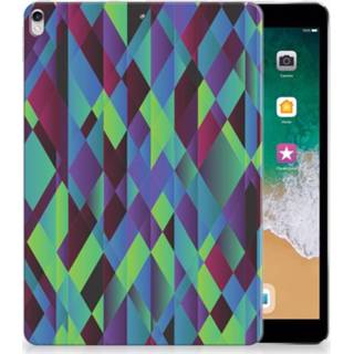 👉 Tablethoes donkergroen blauw Apple iPad Pro 10.5 Tablethoesje Design Abstract Green Blue 8718894324172
