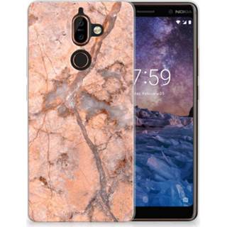 👉 Oranje marmer Nokia 7 Plus TPU Hoesje Design 8718894326794