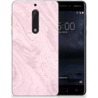 👉 Roze Nokia 5 TPU Hoesje Marble Pink 8718894329603