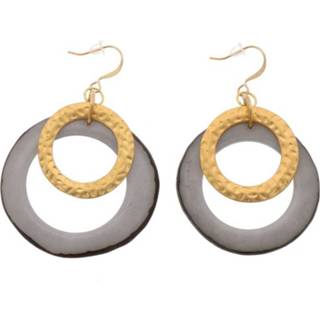 👉 Oorbel goudkleurige grijs active Celeste oorbellen met hanger van tagua en ring - 8719743363908