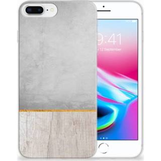 👉 Apple iPhone 7 Plus | 8 Uniek TPU Hoesje Wood Concrete 8718894352663