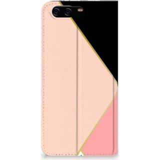 👉 Standcase zwart roze IPhone SE|5S|5 Uniek Hoesje Black Pink Shapes 8718894402481