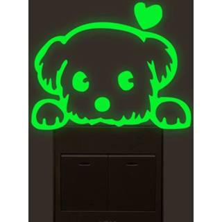 👉 Lichtschakelaar PVC cream Love Dog Luminous Light Switch Wall Sticker