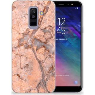 👉 Oranje marmer Samsung Galaxy A6 Plus (2018) TPU Hoesje Design 8718894452028