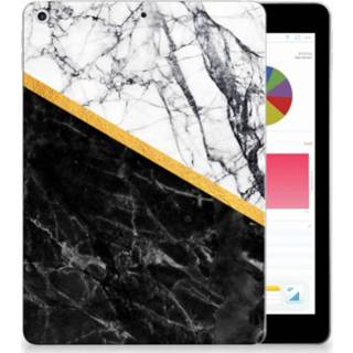 👉 Tablethoes wit zwart Apple iPad 9.7 2018 | 2017 Uniek Tablethoesje Marble White Black 8718894452318