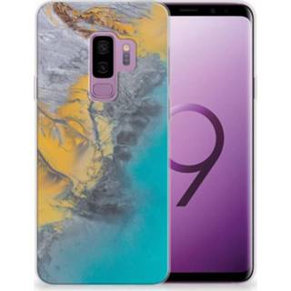👉 Blauw goud Samsung Galaxy S9 Plus TPU Hoesje Design Marble Blue Gold 8718894456941