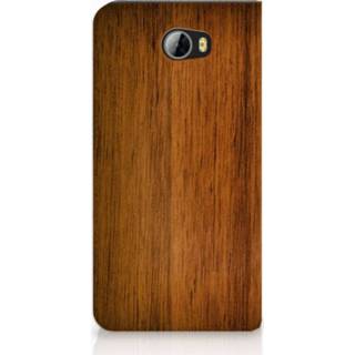 👉 Standcase hout Huawei Y5 2 | Y6 Compact Uniek Hoesje Donker 8718894458846