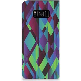 👉 Standcase donkergroen blauw Samsung Galaxy S8 Plus Hoesje Design Abstract Green Blue 8718894461044