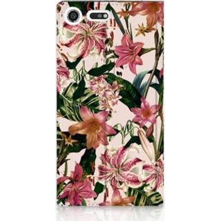 👉 Standcase Sony Xperia XZ Premium Uniek Hoesje Flowers 8718894470336