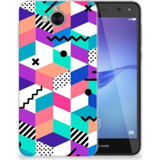 👉 Huawei Y5 2017 | Y6 TPU Hoesje Design Blocks Colorful 8718894472118