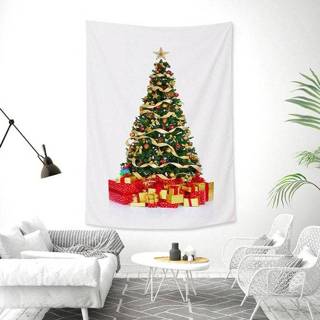 👉 Three multi Rectangular Christmas Tree Peach Tapestry Fabric Wall Hanging Mural Decoration Rag Blankets