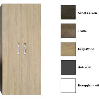 👉 Kolomkast truffel MDF QX Dubbel Sanicare Soft-Closing Deuren Chromen Greep 160x67x32 cm 8719304435105