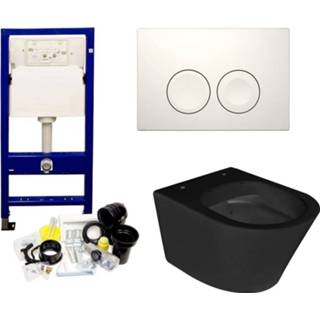 👉 Toiletset zwart rechthoek Geberit UP100 set45 Wiesbaden Vesta Rimless Mat Met Delta drukplaat 8719304451648