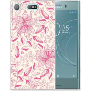 👉 Roze Sony Xperia XZ1 Compact Uniek TPU Hoesje Pink Flowers 8718894605844