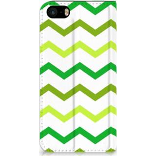 👉 Standcase groen IPhone SE|5S|5 Uniek Hoesje Zigzag 8718894619605