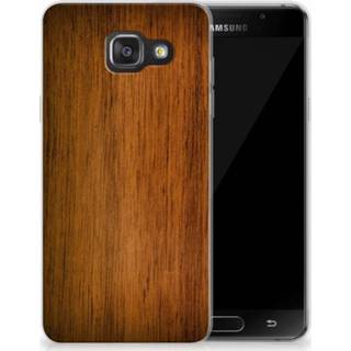👉 Hout Samsung Galaxy A3 2016 Uniek TPU Hoesje Donker 8718894625743