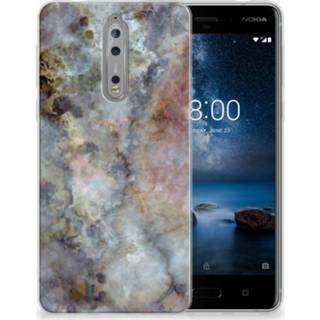 👉 Grijs marmer Nokia 8 TPU Hoesje Design 8718894626788