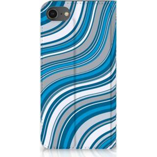 👉 Standcase blauw Apple iPhone 7 | 8 Hoesje Design Waves Blue 8718894627273