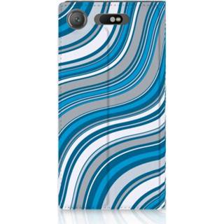 👉 Standcase blauw Sony Xperia XZ1 Hoesje Design Waves Blue 8718894629093