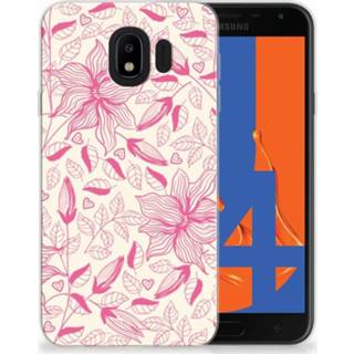👉 Roze Samsung Galaxy J4 2018 Uniek TPU Hoesje Pink Flowers 8718894636190