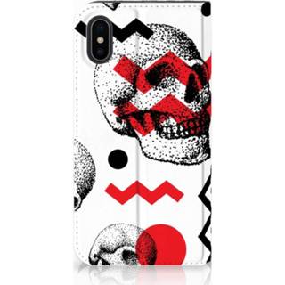 👉 Standcase rood x XS Apple iPhone | Hoesje Design Skull Red 8718894804902