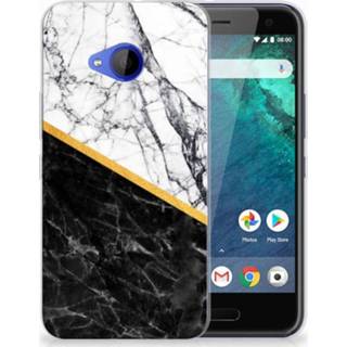 👉 Wit zwart HTC U11 Life Uniek TPU Hoesje Marble White Black 8718894806548