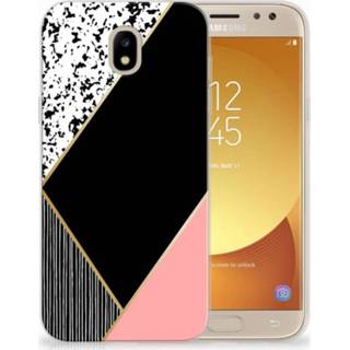 👉 Zwart roze Samsung Galaxy J5 2017 Uniek TPU Hoesje Black Pink Shapes 8718894816417
