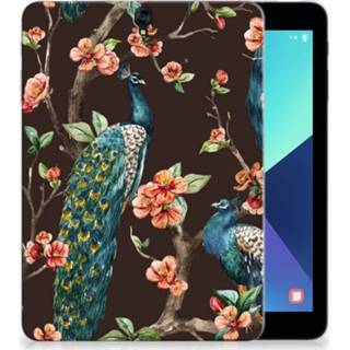 👉 Tablethoes Samsung Galaxy Tab S3 9.7 Tablethoesje Design Pauw met Bloemen 8718894855973
