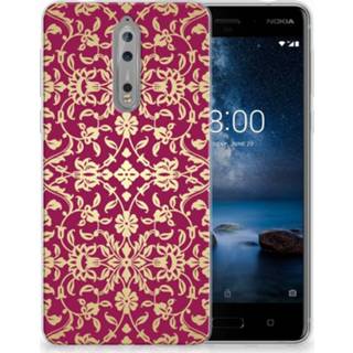 👉 Roze Nokia 8 TPU Hoesje Design Barok Pink 8718894893654
