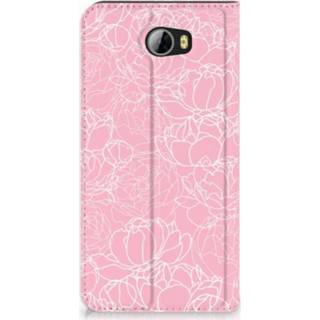 👉 Standcase wit Huawei Y5 2 | Y6 Compact Hoesje Design White Flowers 8718894901502