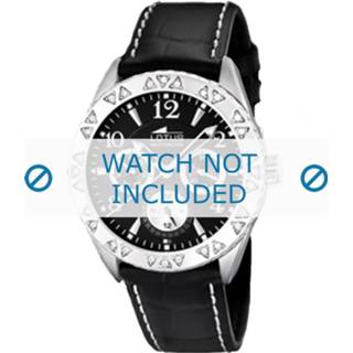 👉 Horlogeband zwart wit leder Lotus L15681-3 21mm + stiksel 8719217090859