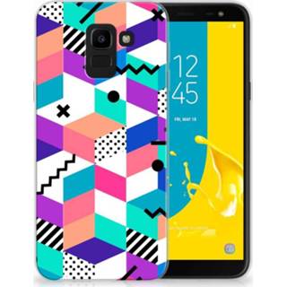 👉 Samsung Galaxy J6 2018 TPU Hoesje Design Blocks Colorful 8718894911419