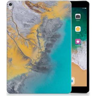 👉 Tablethoes blauw goud Apple iPad Pro 10.5 Tablethoesje Design Marble Blue Gold 8718894925119