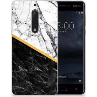 👉 Wit zwart Nokia 5 Uniek TPU Hoesje Marble White Black 8718894938928