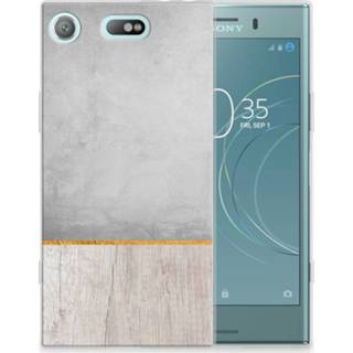 👉 Sony Xperia XZ1 Compact Uniek TPU Hoesje Wood Concrete 8718894948699