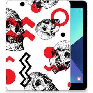 👉 Tablethoes rood Samsung Galaxy Tab S3 9.7 Tablethoesje Design Skull Red 8718894957127