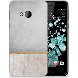 👉 HTC U Play Uniek TPU Hoesje Wood Concrete 8718894963487