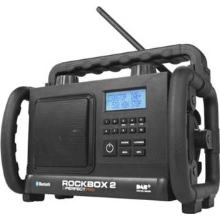 👉 PerfectPro Rockbox 2 DAB+ Bouwradio AUX, Bluetooth, DAB+, FM Spatwaterbestendig, Stofdicht, Stofvast Zwart
