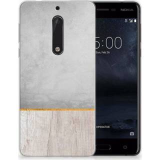 👉 Nokia 5 Uniek TPU Hoesje Wood Concrete 8718894989258
