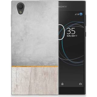 👉 Sony Xperia L1 Uniek TPU Hoesje Wood Concrete 8718894996881