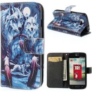 👉 Portemonnee LG L90 Wallet Stand Case Wolves 8718894057896